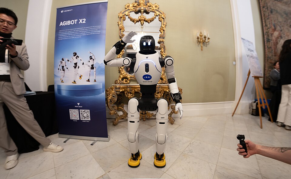AgiBot X2 humanoid robot at MWC 2026 (real product photo)