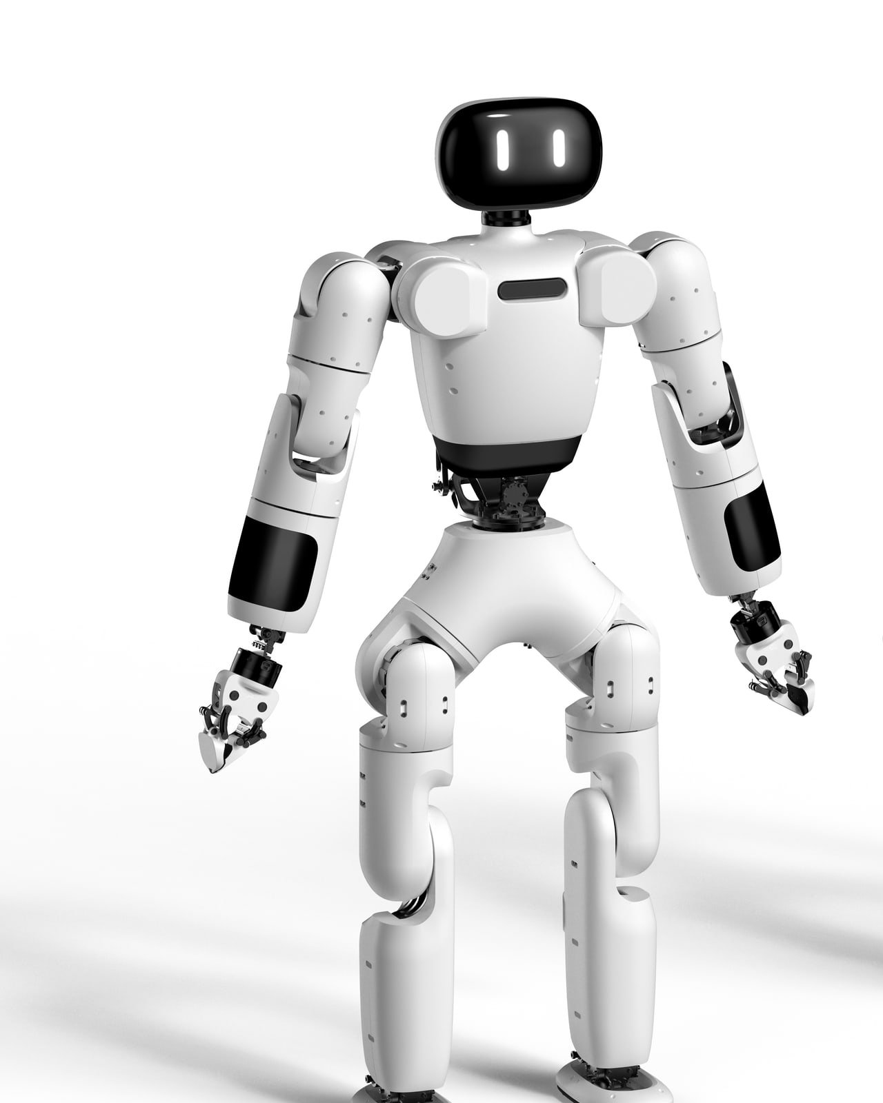 AgiBot X1 humanoid robot, white body with black face screen, full-body front view — official AgiBot render