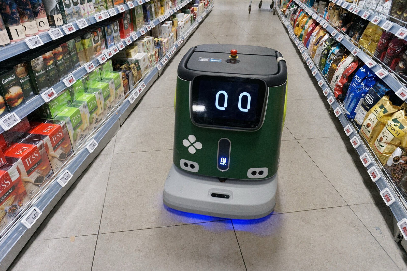 Commercial cleaning robot in operation